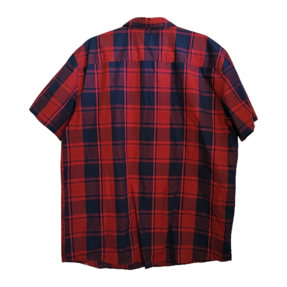 Active Ride Shop Mens Shirt XL Red Navy Plaid Button Up Short Sleeve - Picture 4 of 6